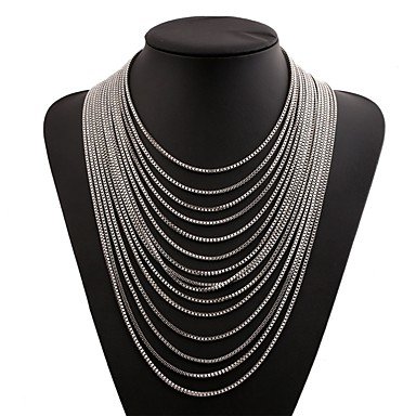 Layered necklace, stainless steel ladies fashion steel, Silver jewelry necklace