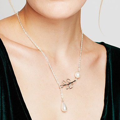 Women pendant necklace, pearl necklace, pearl, imitation pearl leaves, tassels, fashion