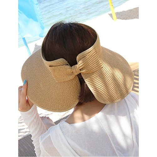 Female holiday straw hat sun hat, solid color