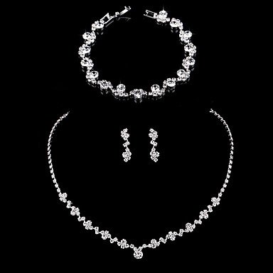 Women's Drop Earrings Necklace Bracelet Tennis Chain Simple Korean Fashion Elegant Imitation Diamond Earrings Jewelry Silver Wed