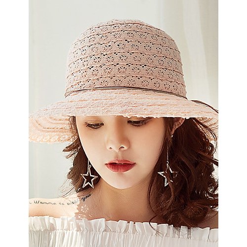 Women basic cute cotton straw hat, floral print