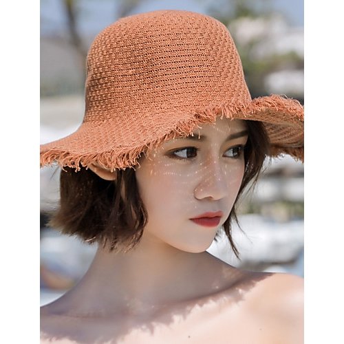 Female cute polyester soft hat sun hat, solid color