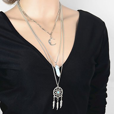 Woman crystal pendant necklace crescent moon crystal dream catcher necklace jewelry