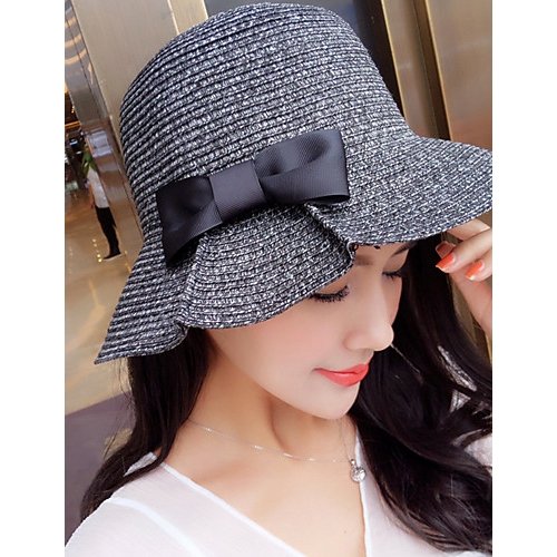 Female holiday straw hat sun hat, solid color