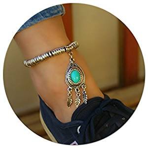 Anklets anklets summer beach barefoot anklet jewelry adjustable turquoise stone