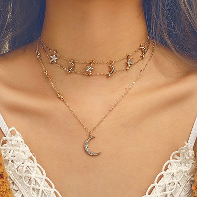 Layered necklace women necklace jewelry crescent