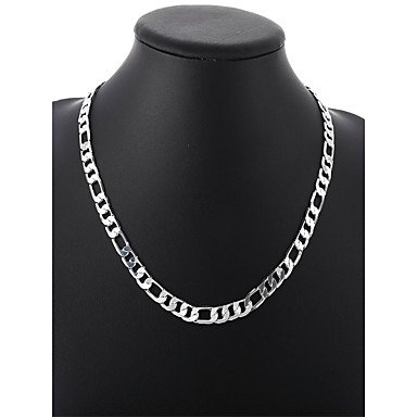 Men link chain necklace, silver simple silver necklace jewelry daily