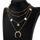 Women layered collar necklace pendant necklace multi-layer necklace crescent moon