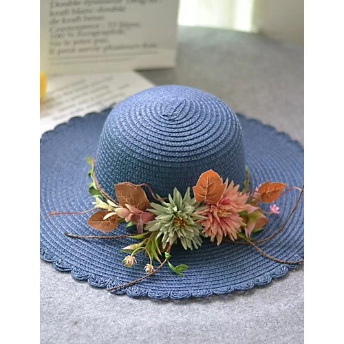 Female active basic cute straw hat sun hat, color block