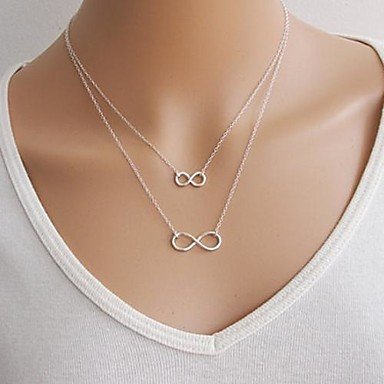 Women lasso pendant necklace, layered necklaces, unlimited, double, fashion alloy, silver necklace jewelry, birthday gift