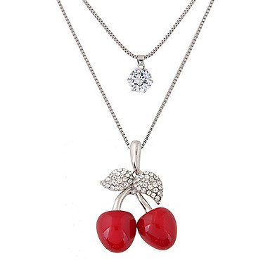 Female long necklace diamond pendant necklace fashion cute double