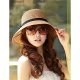 Women Holiday Cotton Blend Straw Hat Straw Hat Sun Hat Solid Color