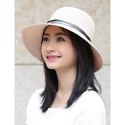 Women base polyester sun hat, solid color