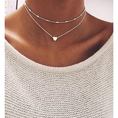 Women hierarchical fashion charm necklace, pearl necklace, retro, fashion lovely heart alloy, silver necklace jewelry daily