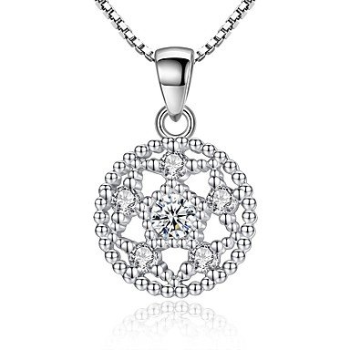 Women cubic zirconia pendant necklace, flowers, fashion jewelry necklace