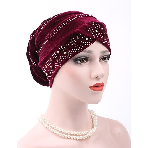 Women cotton soft hat, solid color sequins