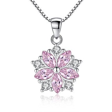 Women cubic zirconia pendant necklace, flowers, fashion, jewelry necklace