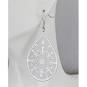 Silver teardrop earrings shining very lightweight drape filaments