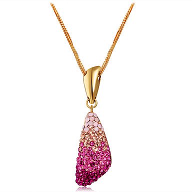 Women cubic zirconia pendant necklace, alloy coating, Fangzuan pear stylish, romantic, lovely fashion jewelry alloy necklace