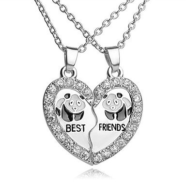 Cubic zirconia pendant necklace female panda, friendship, simple, casual, fashion silver heart necklace jewelry