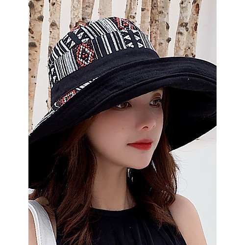 Women basic cute cotton bonnet sun hat, color block