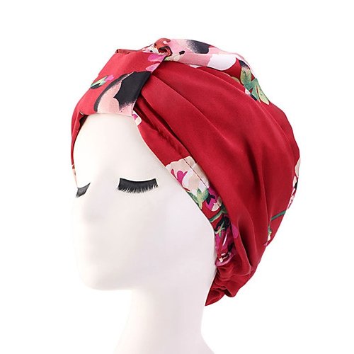 Women basic cute rayon soft hat, color block floral print