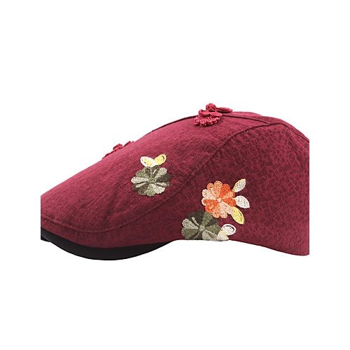 Women Vintage Reactive Cotton Polyester Beret, Floral