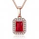 Women cubic zirconia geometric pendant necklace, alloy, zircon, retro, fashion rose alloy necklace jewelry, holiday