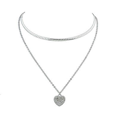 Women layered necklace heart necklace fashion jewelry