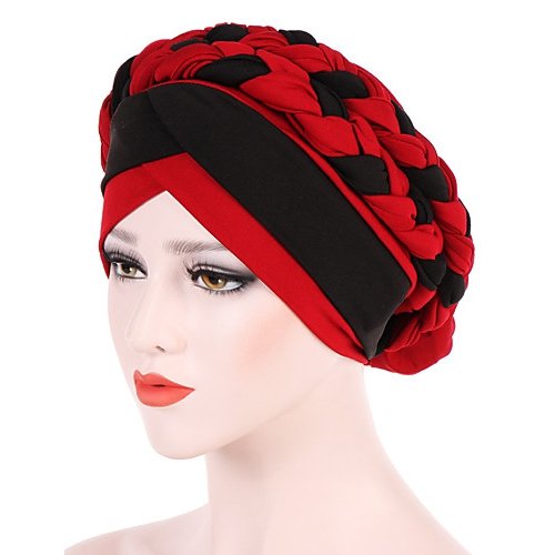 Women Basic Holiday Cotton Rayon Lace Soft Hat Color Block Beads