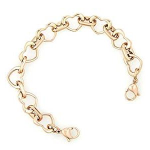 Rose stainless steel open heart link bracelet replaced