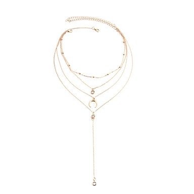 Female long necklace layered hierarchical multi-layer necklace jewelry moon