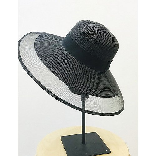 Women basic polyester straw hat, solid color