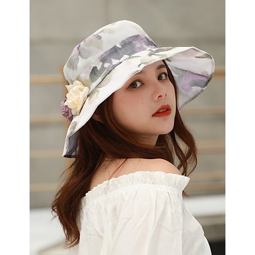 Women basic cute polyester soft hat sun hat, solid color flowers