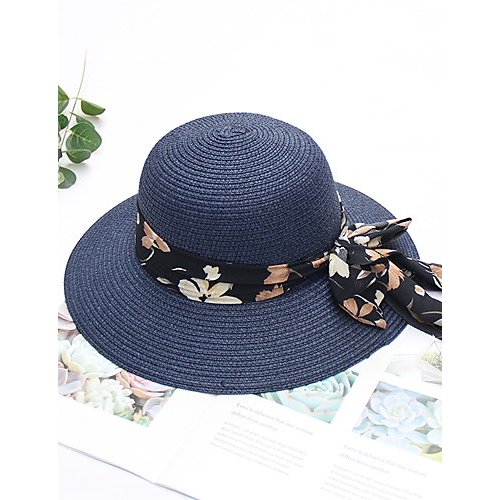 Women basic cute straw lace straw hat, floral