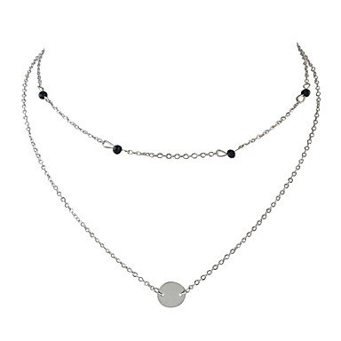 Women stratified layered necklace, simple, multi-layer silver necklace jewelry daily, appointments