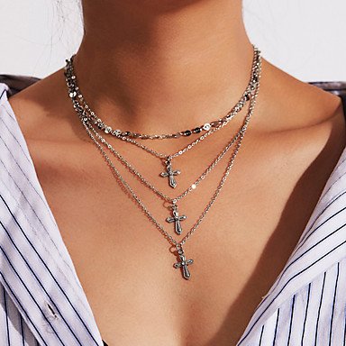 Women stratified layered necklaces, fashion, multi-layer steel, silver necklace jewelry birthday gift