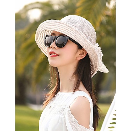 Women basic cute straw straw hat sun hat floral print