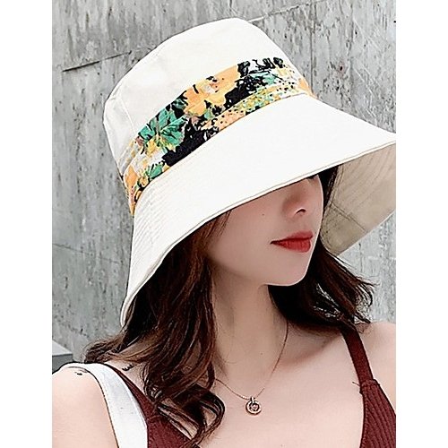 Female cute polyester soft hat sun hat stripes