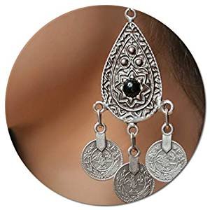 Long antique silver teardrop big statement unique retro retro elegant big drape-style earrings