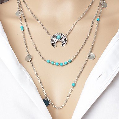 Women cubic zirconia-layered necklace long necklace wrapped necklace zircon moon retro elegant necklace jewelry