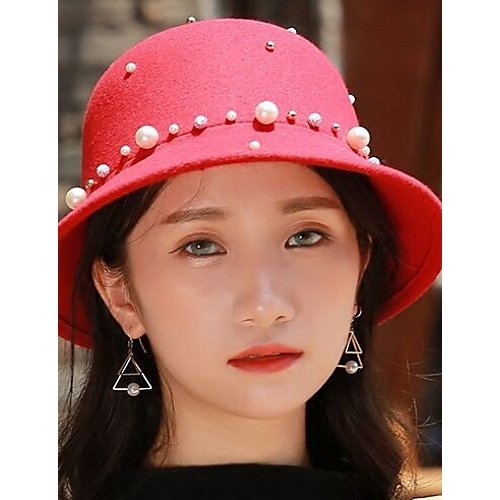 Female retro bucket hat, solid color