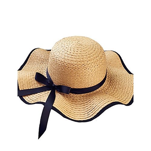 Women basic cute straw hat sun hat, color block