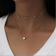 Thick-layered stack deposited female collar necklace chain, necklace, women, simple, retro, multilayer heart, steel, silver jewe