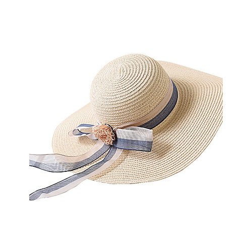 Female basic holiday straw hat, color block