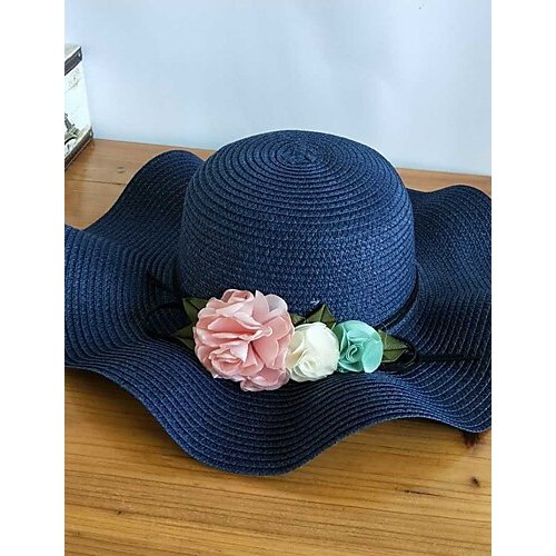 Female active straw hat, flower