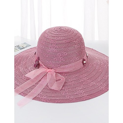 Women basic cute cotton straw hat sun hat, color block