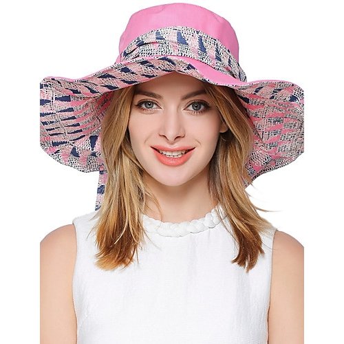 Female party work polyester sun hat, stripes, cute