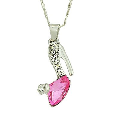 Women crystal pendant necklace, high-heeled simple, stylish lovely rose, necklace jewelry