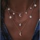 Sun Moon Star layered necklace female fashion jewelry necklace